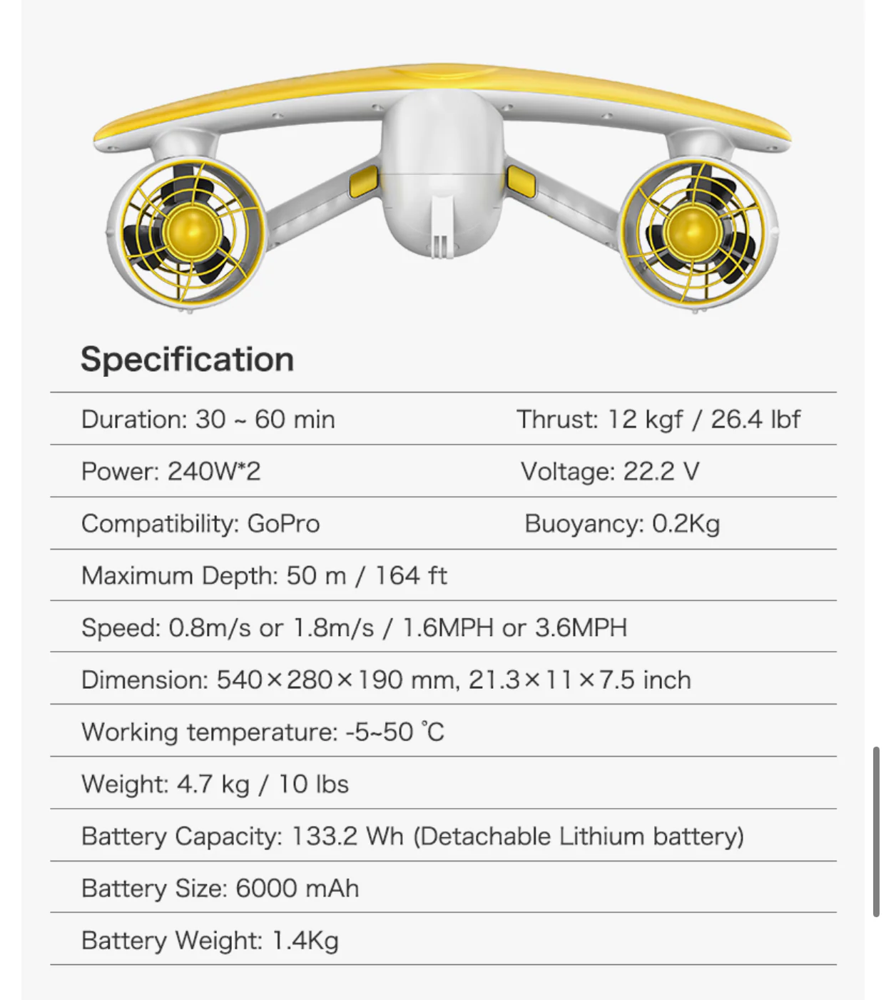 W7 240w FatStick Electric Underwater Sea Scooter | UK Stock | Swimming & Diving
